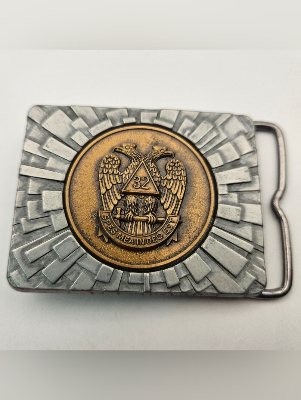 Vintage 1981 Harry Klitzner Masonic Scottish Rite 32nd Degree Belt Buckle Eagle